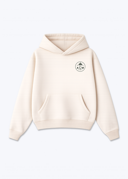 Almbar hoodie - Beige Front (Designed)
